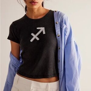 Free People Laundry Room Sagittarius zodiac sign ribbed tee S